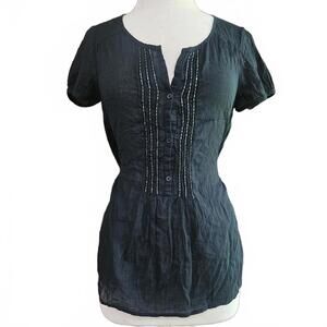 Y2k Old Navy Cotton Black Beaded Top, small, whimsygoth dreams